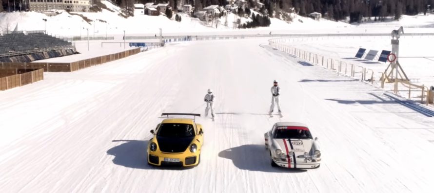 Η Porsche GT2 RS τραβάει σκιέρ πάνω σε παγωμένη λίμνη (video)