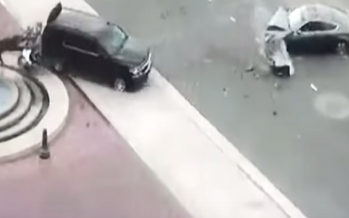 Αστυνομικός πέφτει σε σιντριβάνι μετά από σύγκρουση που προκάλεσε Δήμαρχος (video)