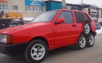 Τρελή μετατροπή ενός Fiat Uno με οχτώ τροχούς! (video)