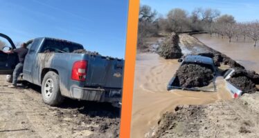Αγρότες πέταξαν οχήματα στο νερό για να σώσουν τις καλλιέργειες (video)
